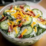 Creamy Cucumber Salad with Bacon and Cheese