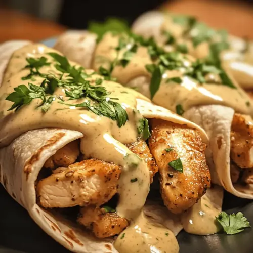 Chicken Wraps with Garlic Cream Sauce