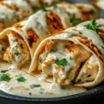 Chicken Wraps with Garlic Cream Sauce