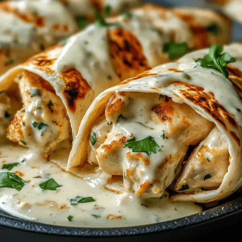 Chicken Wraps with Garlic Cream Sauce