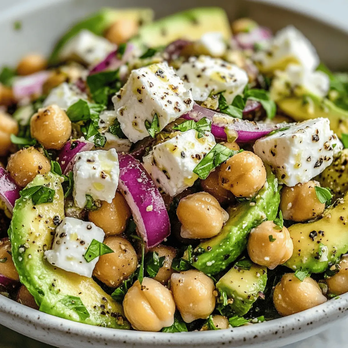 Chickpea Feta Avocado Salad