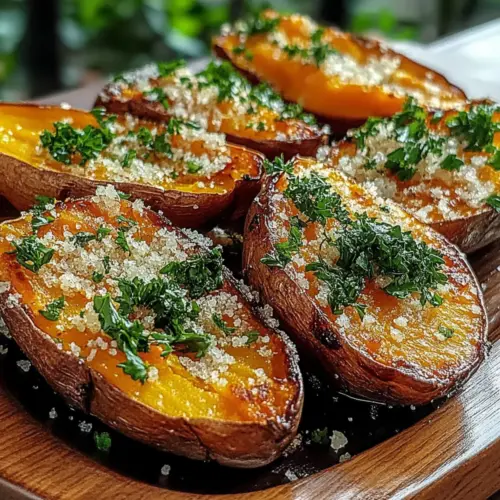Garlic Parmesan Sweet Potato Wedges