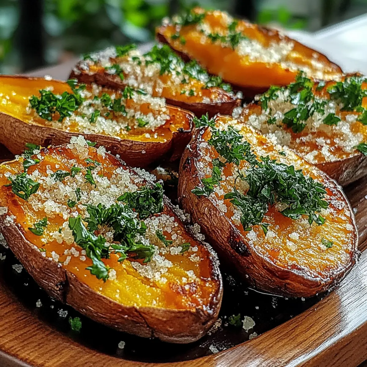 Garlic Parmesan Sweet Potato Wedges