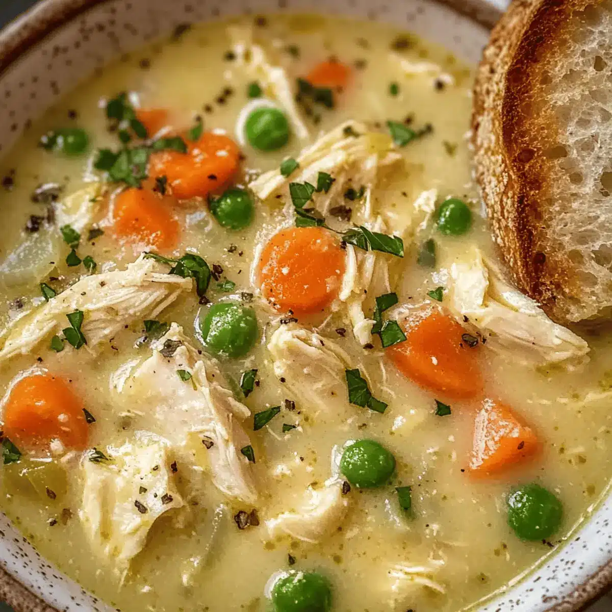 High Protein Chicken Pot Pie Soup