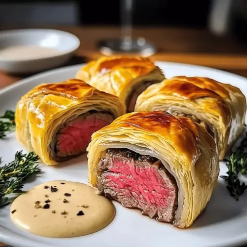 Mini Beef Wellington with Creamy Horseradish Sauce