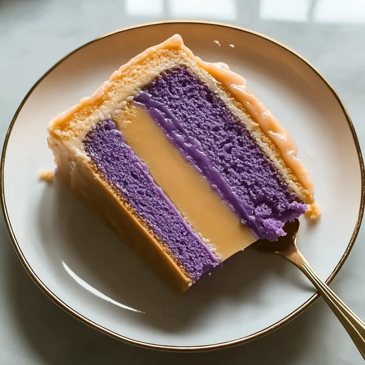 Ube Leche Flan Layer Cake