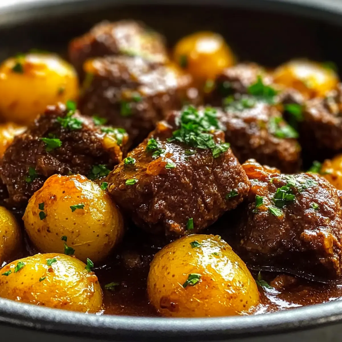 Slow Cooker Garlic Beef Bites