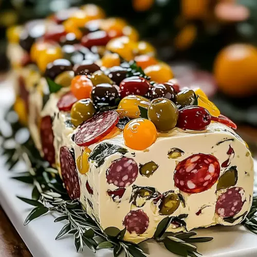 Holiday Antipasto Cream Cheese Log