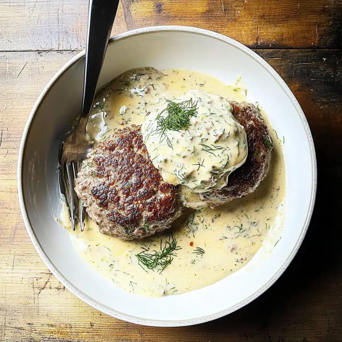 Hamburger Steaks in Creamy Dill Sauce