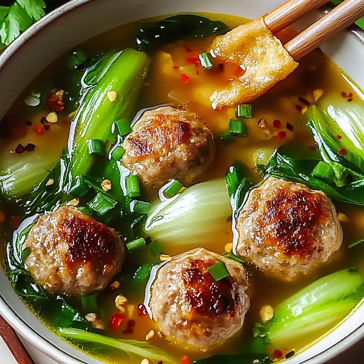 Ginger Chicken Meatball Soup