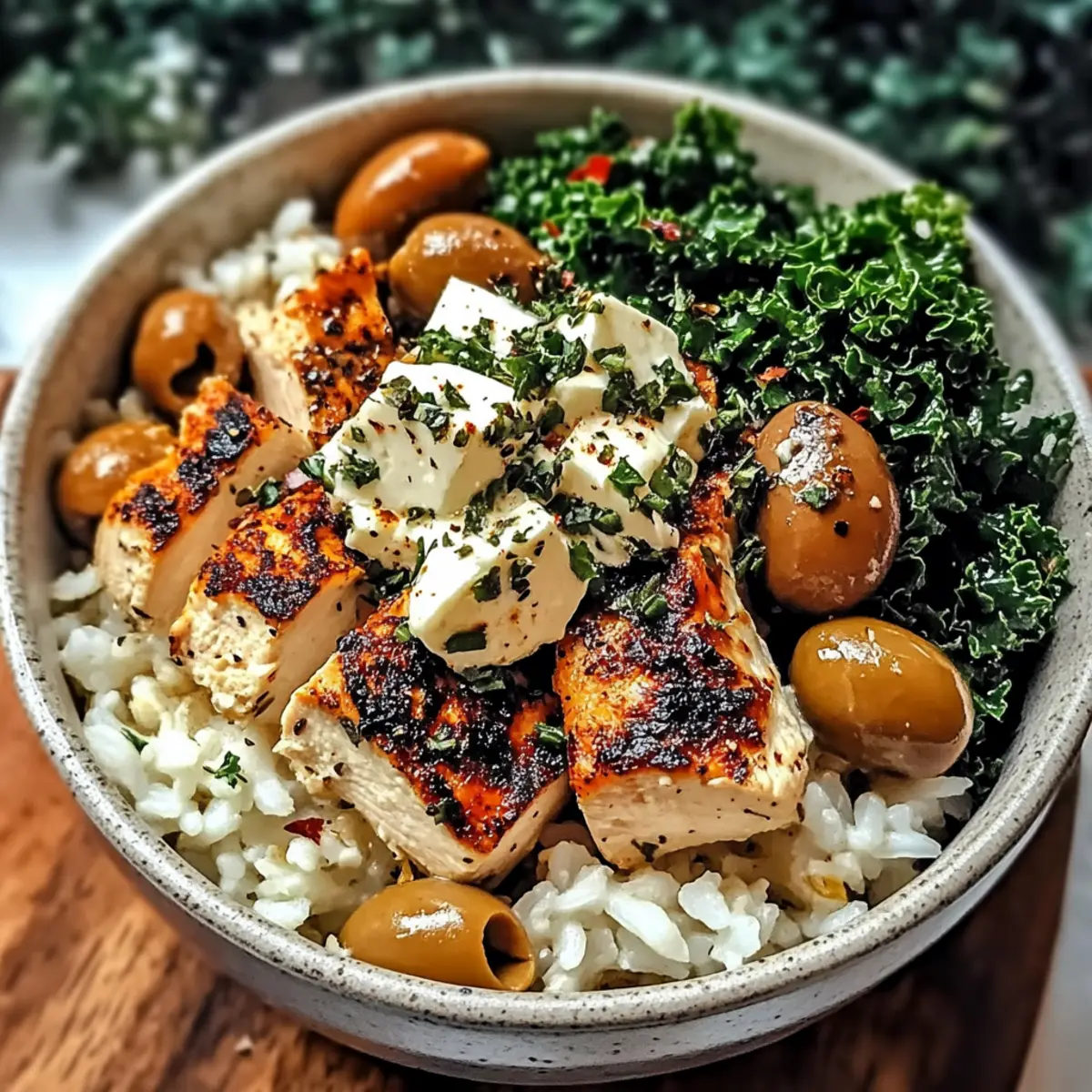 Greek Chicken Bowls with Tahini Feta Sauce