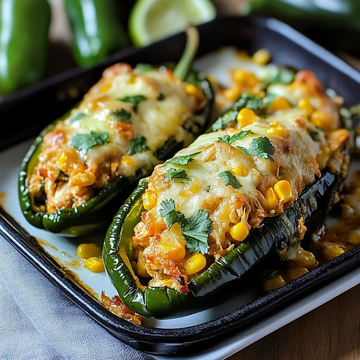 Chicken Stuffed Poblano Peppers