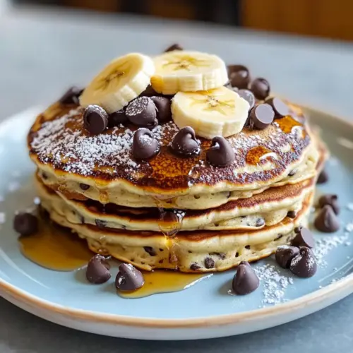 Chocolate Chip Banana Protein Pancakes