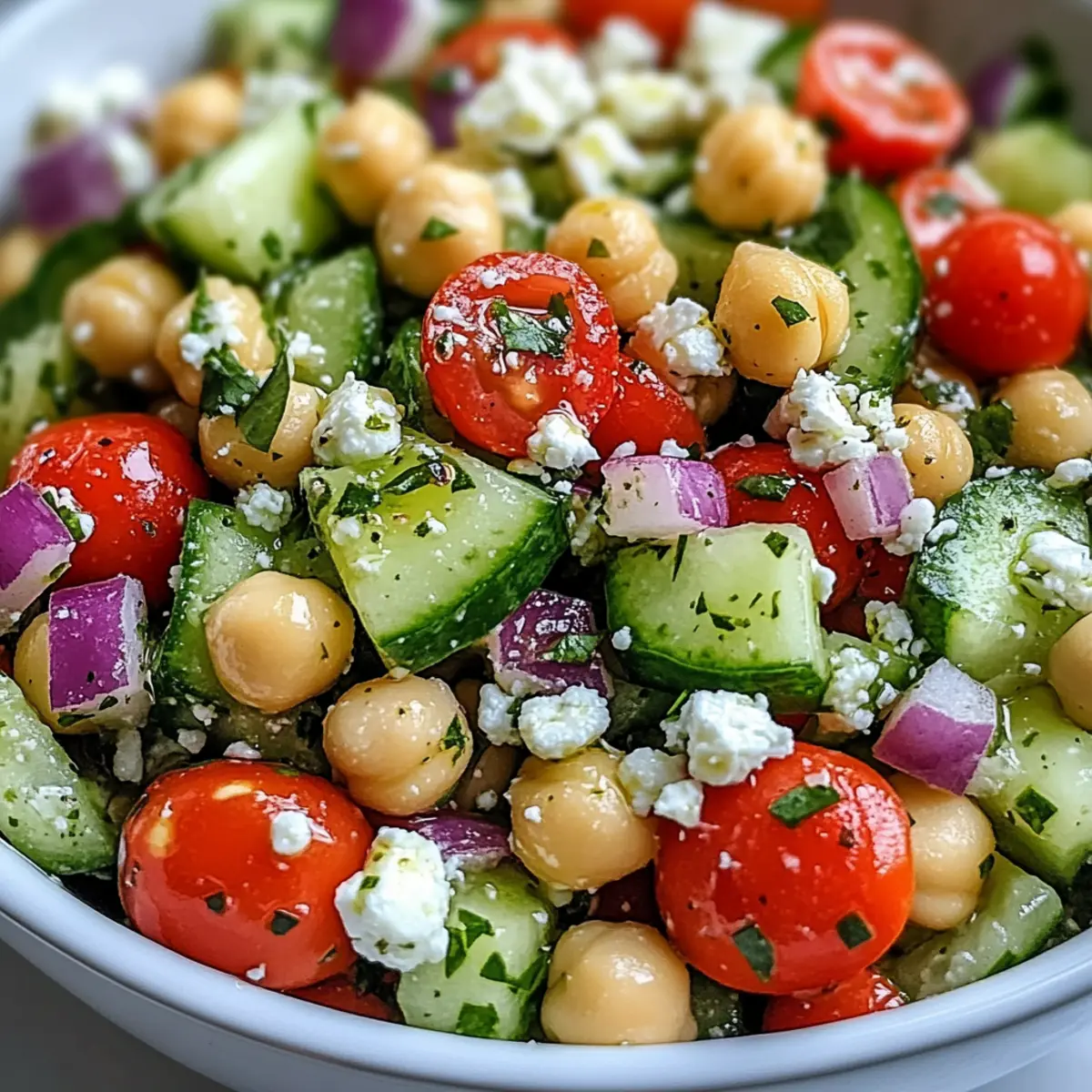 Mediterranean Chickpea Salad with Cucumber