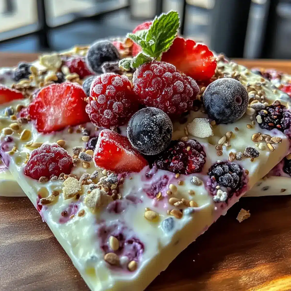 Healthy Frozen Yogurt Bark with Berries