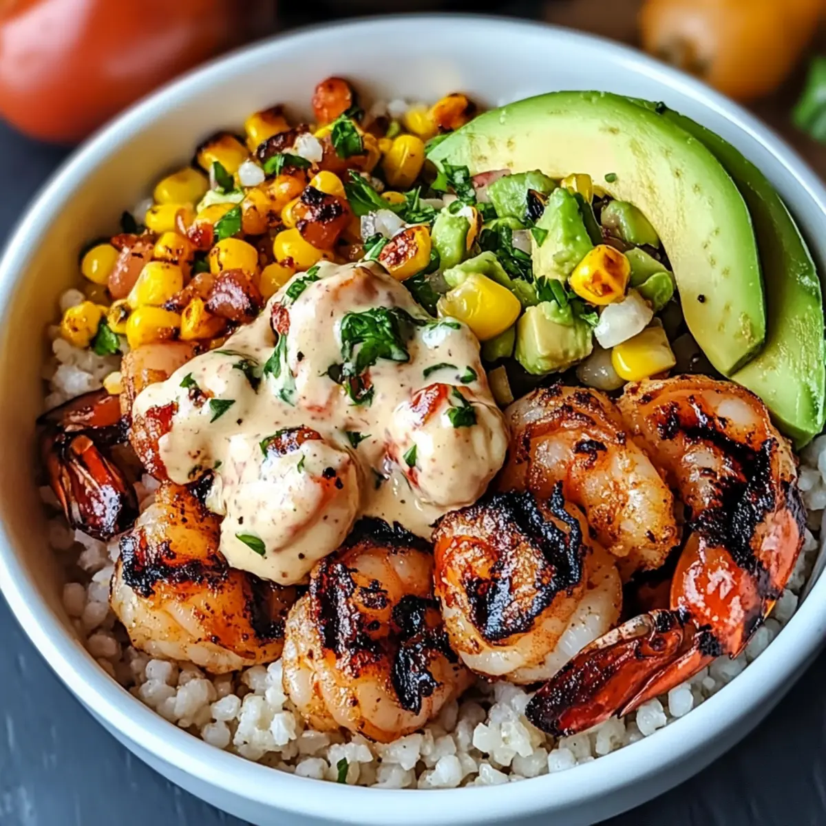 Grilled Shrimp Bowl with Avocado