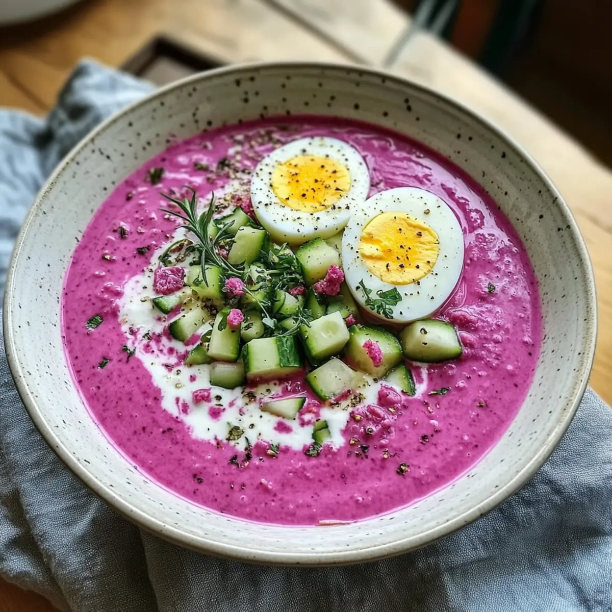 Pink Summer Soup with Dill and Hot Potatoes