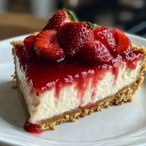 Decadent Creamy Baked Strawberry Cheesecake