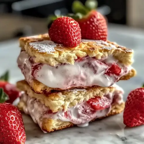 Creamy Strawberry Shortcake Ice Cream Sandwiches