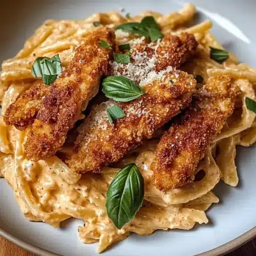Creamy Rose Pasta & Crispy Chicken