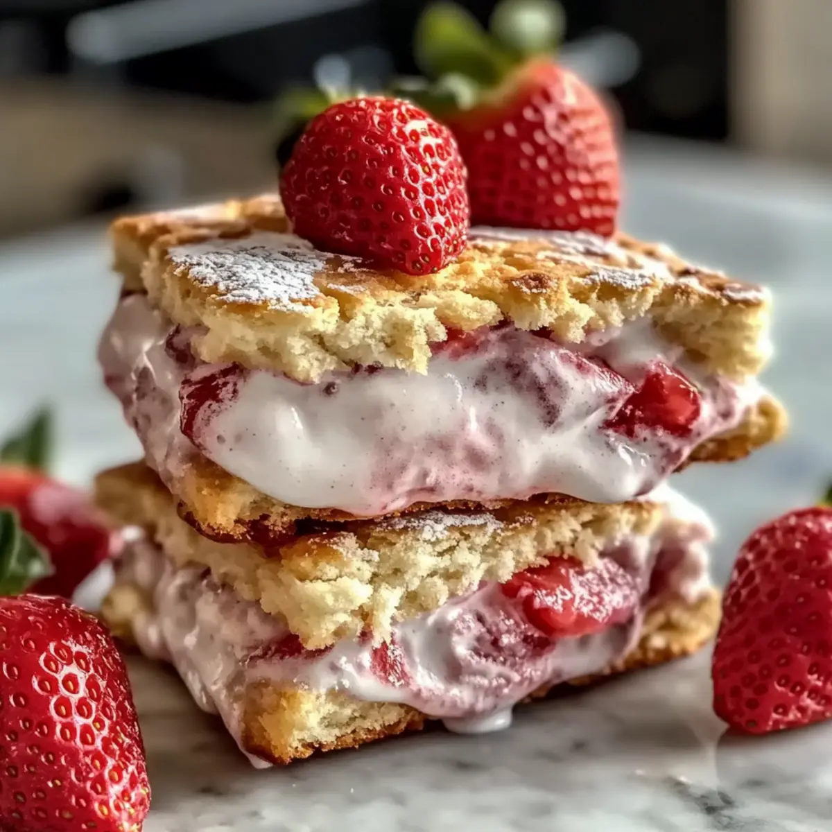 Creamy Strawberry Shortcake Ice Cream Sandwiches