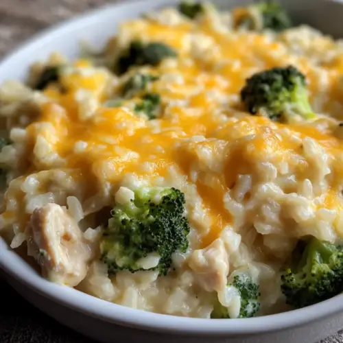 Cheesy Broccoli Chicken and Rice Casserole