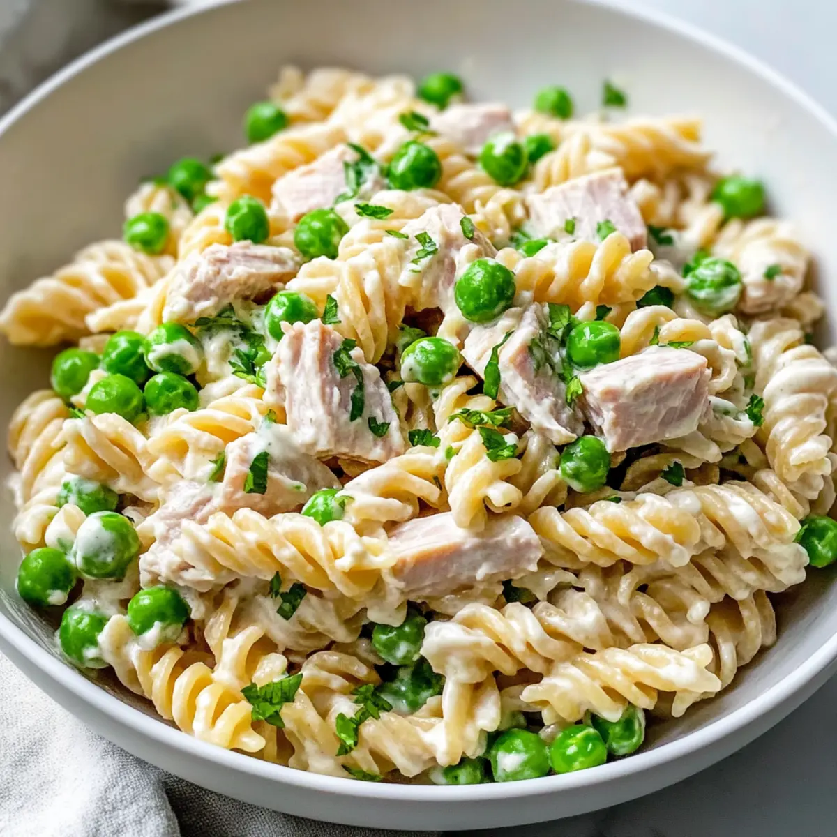 Tuna Pasta Salad with Peas and Creamy Mayo